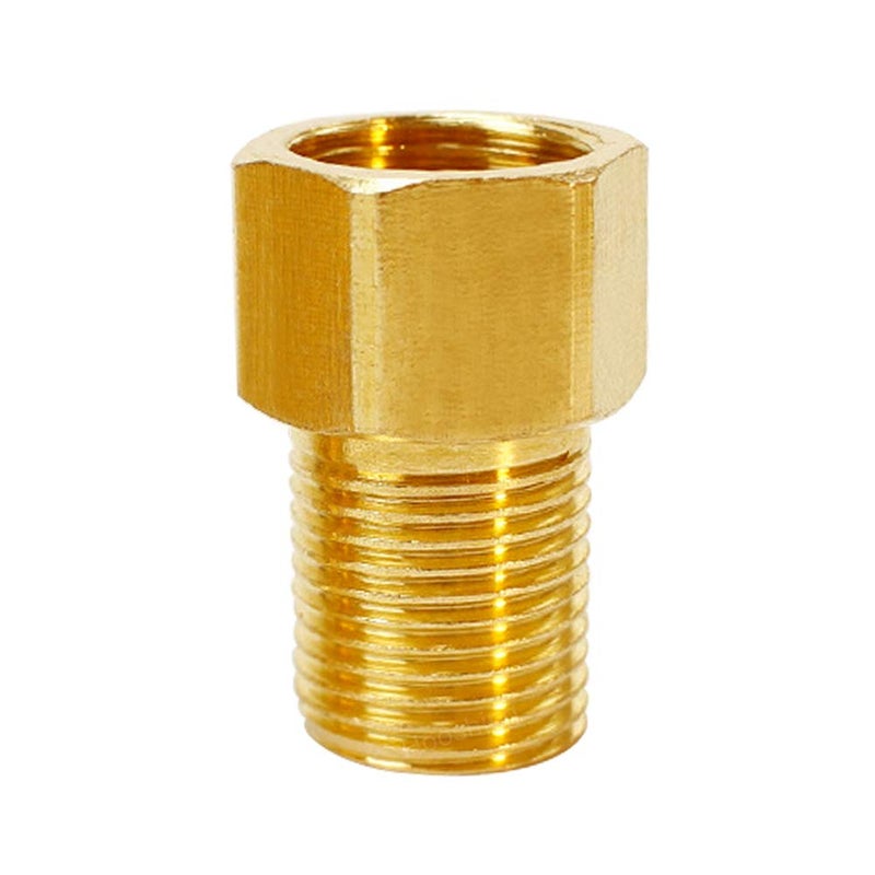 Hooshing Brass Pipe Fitting, 1/2" Female to 1/2" Male Straight Thread Extension Connector 1/2" Male Female Adapter, Length 1.57 Inch/40 mm - Image 1